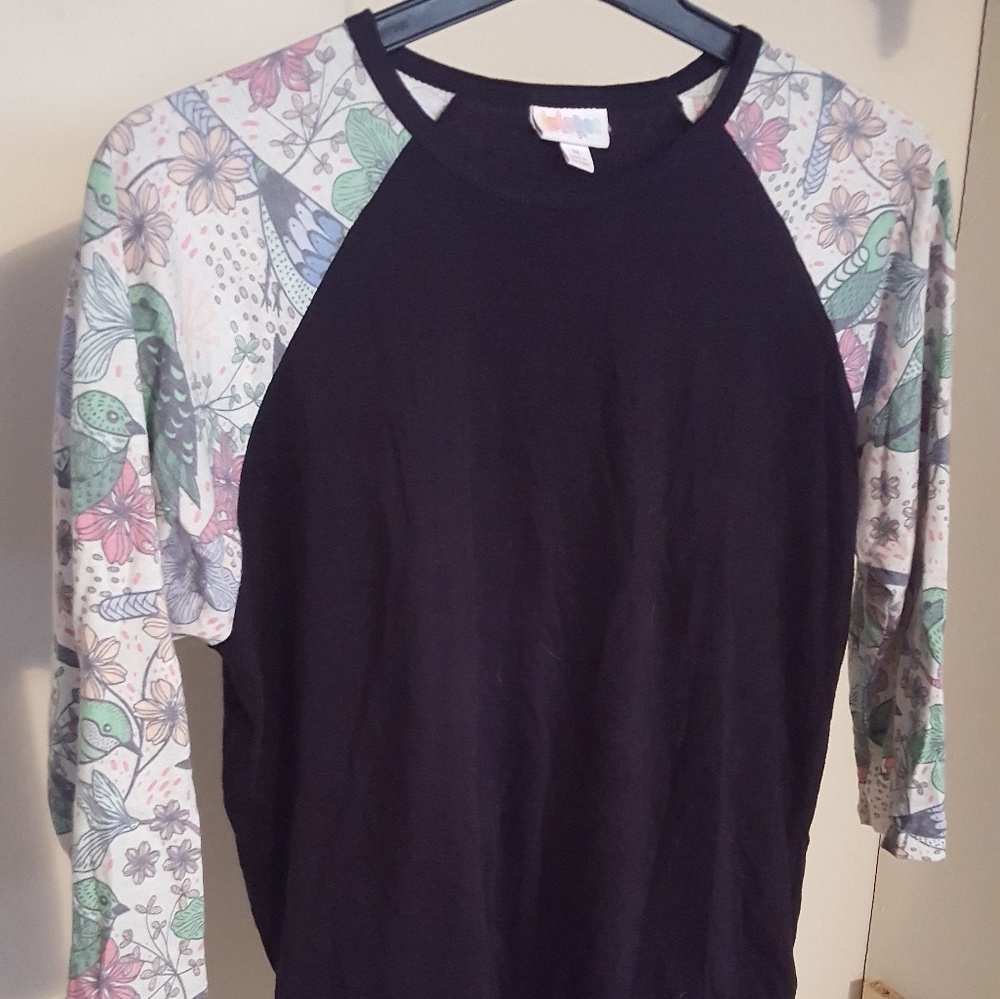Lularoe NWOT black randy with bird print sleeves